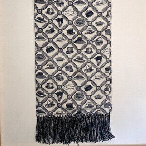 Vintage Black and White Opera Scarf in an Antique Hat Pattern